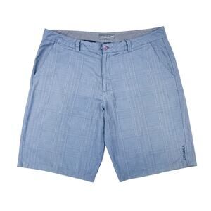 O'Neill Men's Gray Plaid Hybrid Shorts - Size 38